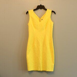 Mohito Size 38 Yellow Sleeveless V-Neckline Sheath Midi Dress Back Zipper